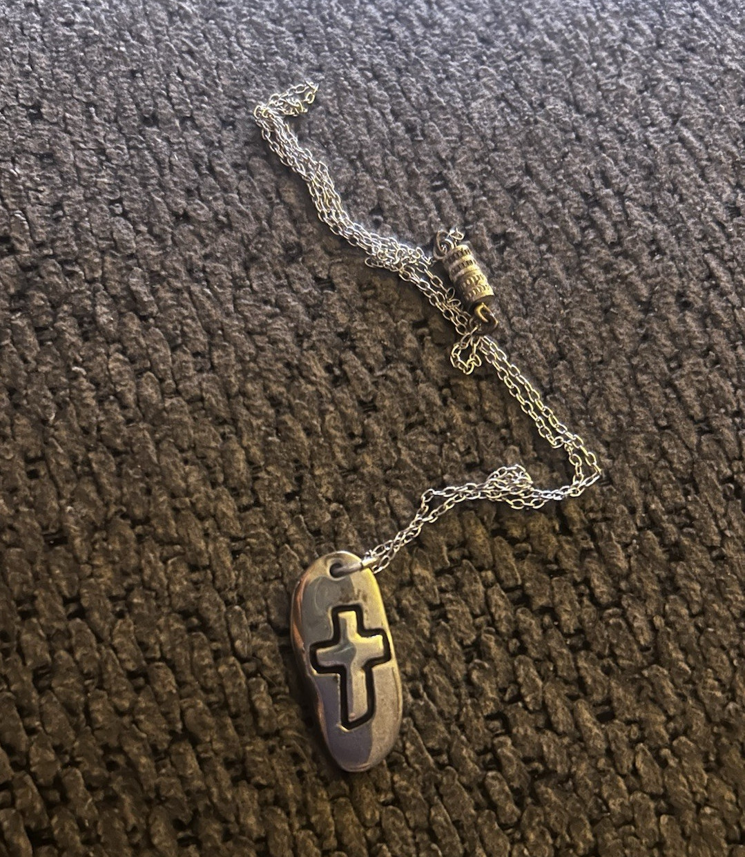 925 Sterling Silver Religious Cross Charm Pendant Necklace Cable Chain Signed