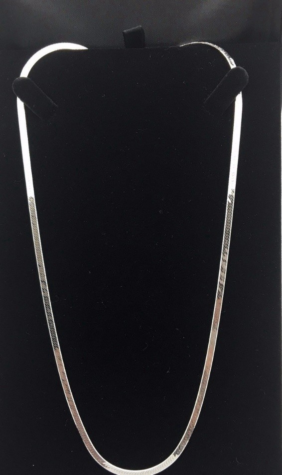 Made In Italy Sterling Silver Herringbone Chain Necklace 30”Signed DNT , 17.3 G