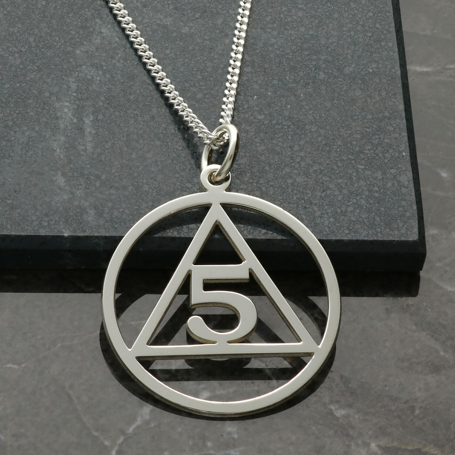 925 Sterling Silver AA Sobriety Year Anniversary Gift Affirmation Symbol Pendant