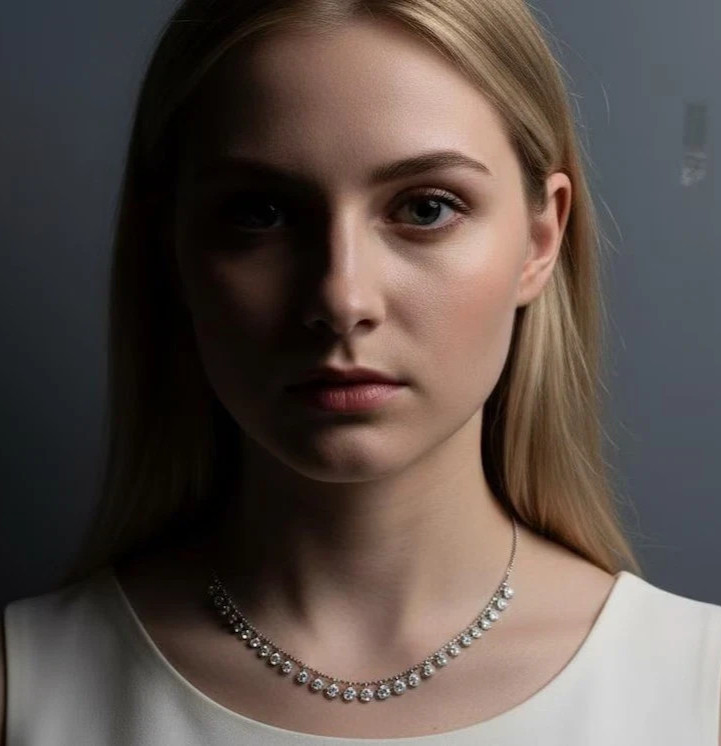 Lovely 25 Ct Certified White Diamond Necklace , Tariffs FREE & matching Studs.