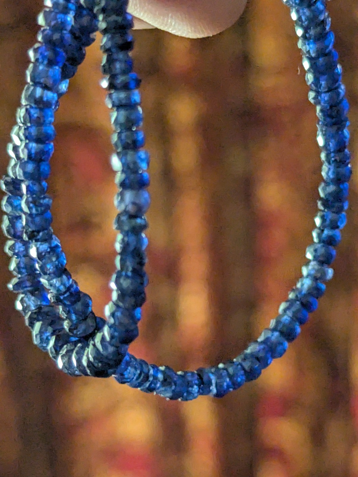 natural blue Sapphire rondelle Bead Necklace 14.15 In 2 x 4mm