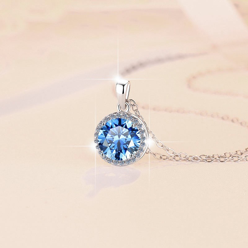 4.00 CT Round cut Shaped Moissanite Pendant 14K white Gold Plated free chain