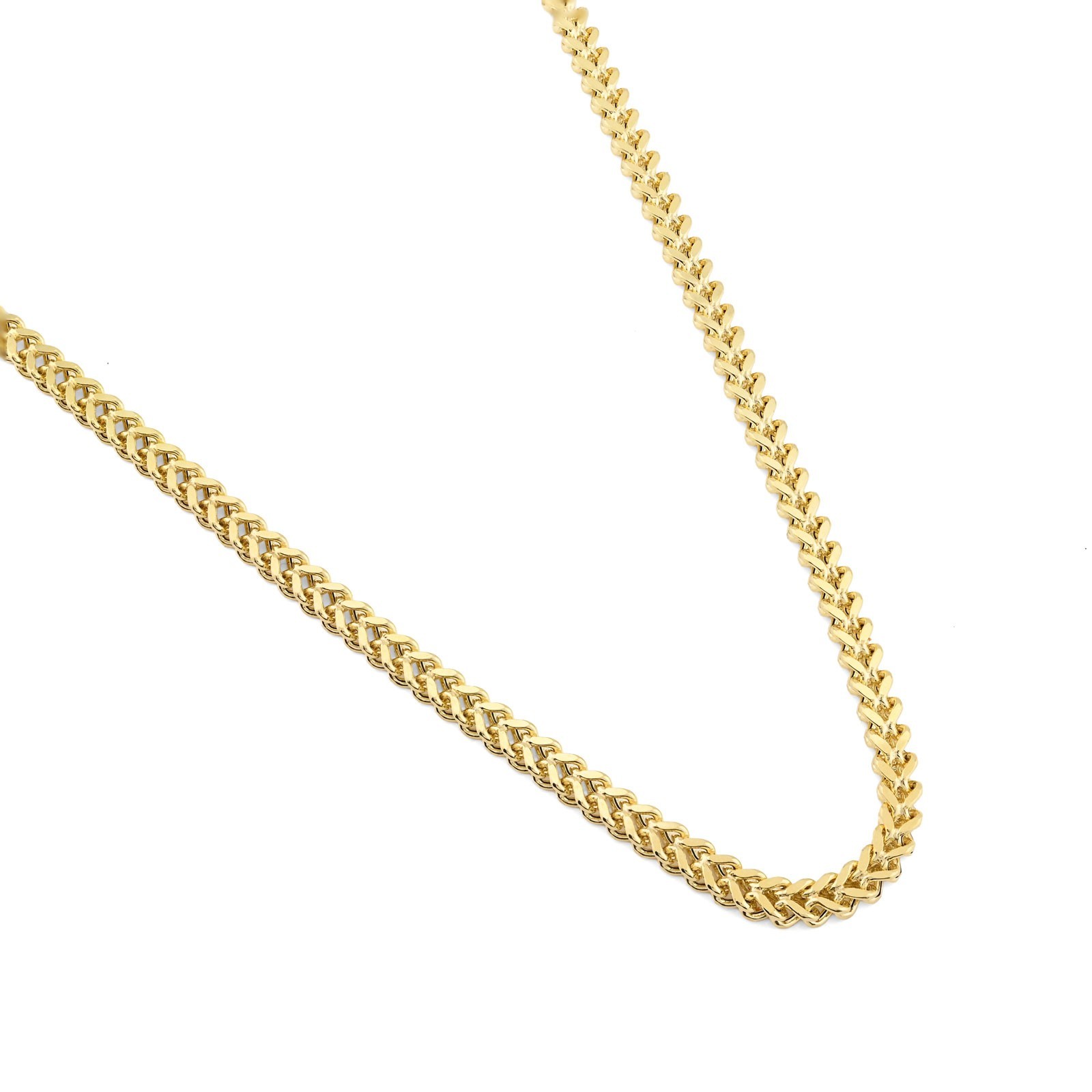 4MM Franco Chain Real 1/10th 10k Yellow Gold Bonded 925 Silver 18 Inch Neckalce