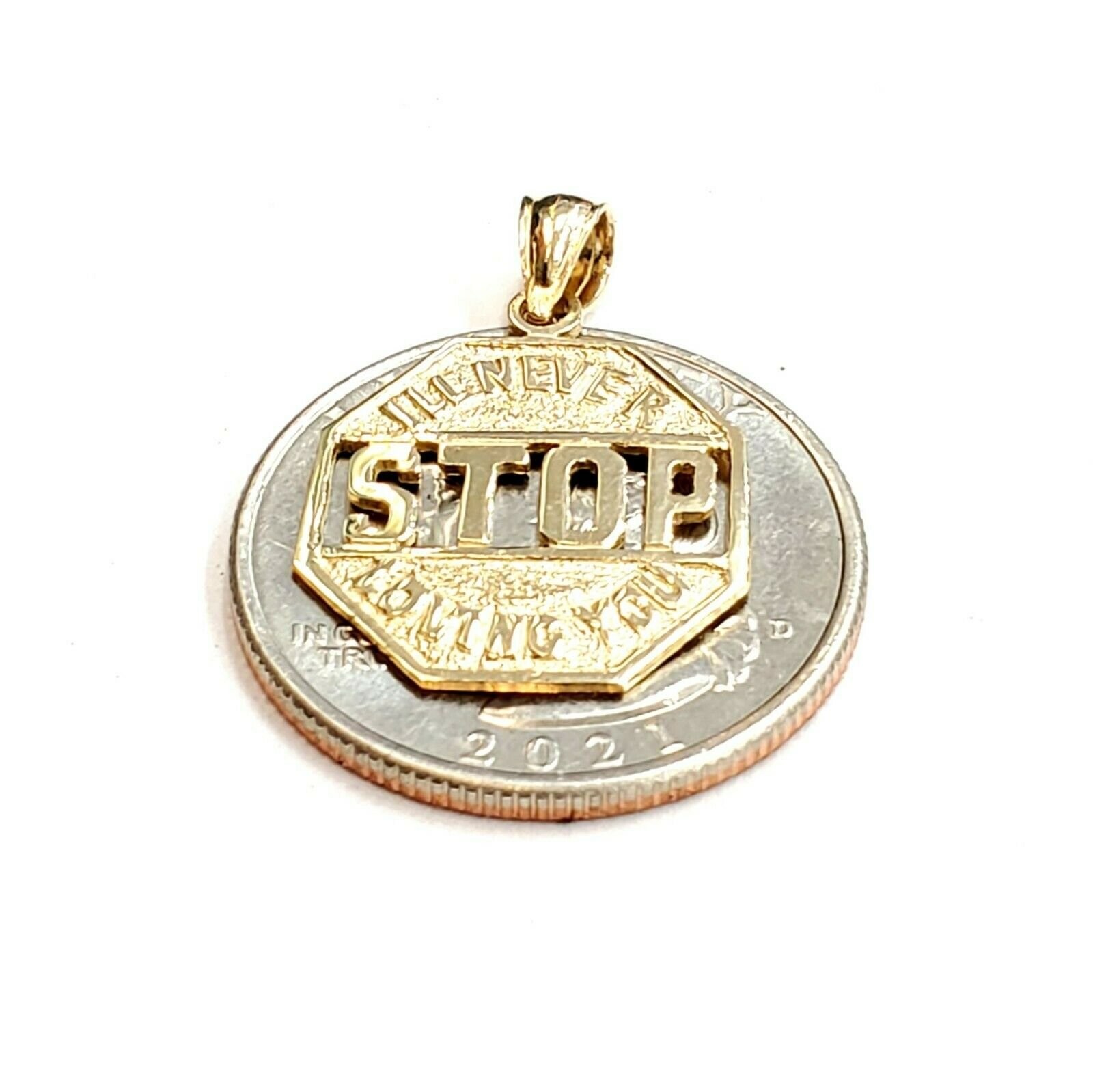 14k yellow Gold I’ll never stop loving you Pendant charm gift fine jewelry 1.6g