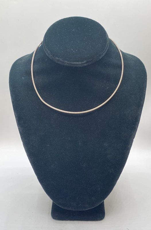 Sterling Silver 925 Omega Chain Necklace 16″ 2mm Round Neck Ring 14.3g