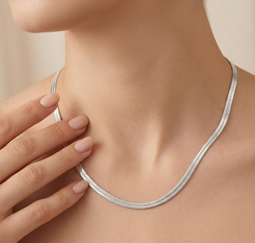 Italian Solid Sterling Silver Snake Link Chain Necklace 925 Silver Chain UNISEX