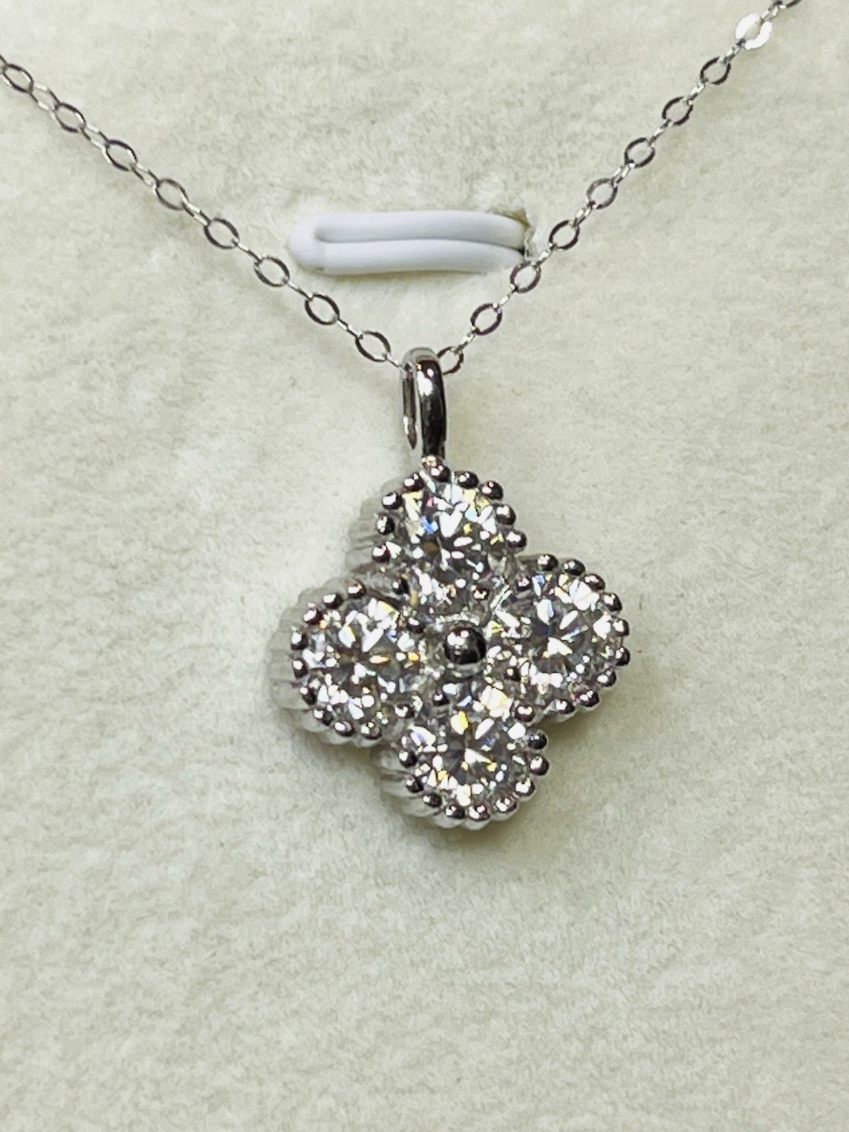 925 Sterling Silver Bling Bling 2 CTW VVS1 Clover Moissanite Pendant Necklace