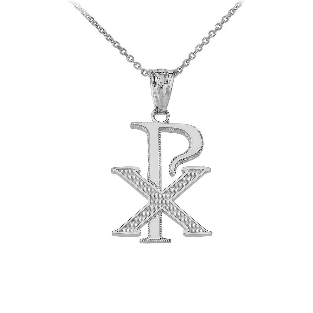 Gold Chi-Rho Symbol Pendant Necklace (Available in Yellow/Rose/White Gold)