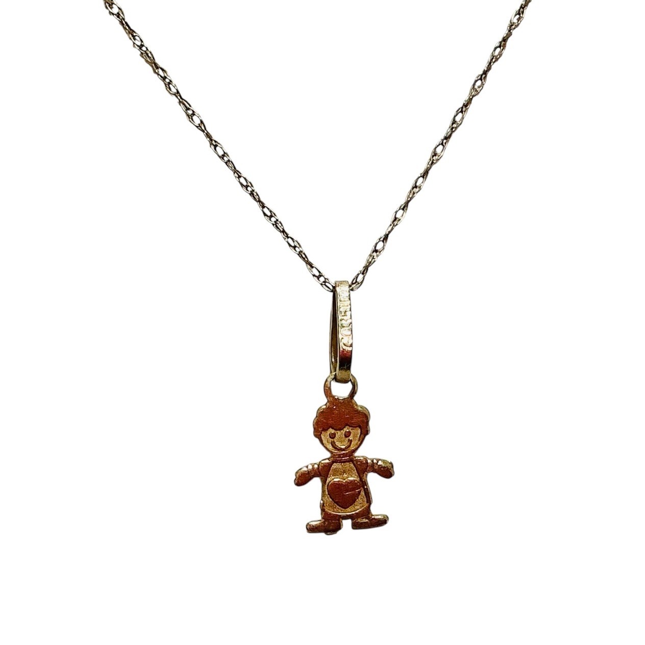 10k Gold Baby Boy Pendant Necklace Dainty Petite Chain New Mother Gift 0.7g