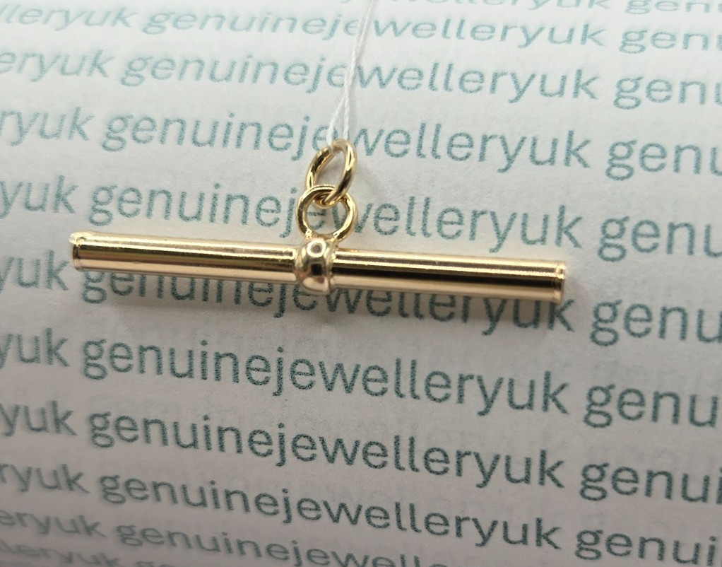 9ct Yellow Gold 30mm Round T-Bar Pendant WITHOUT CHAIN