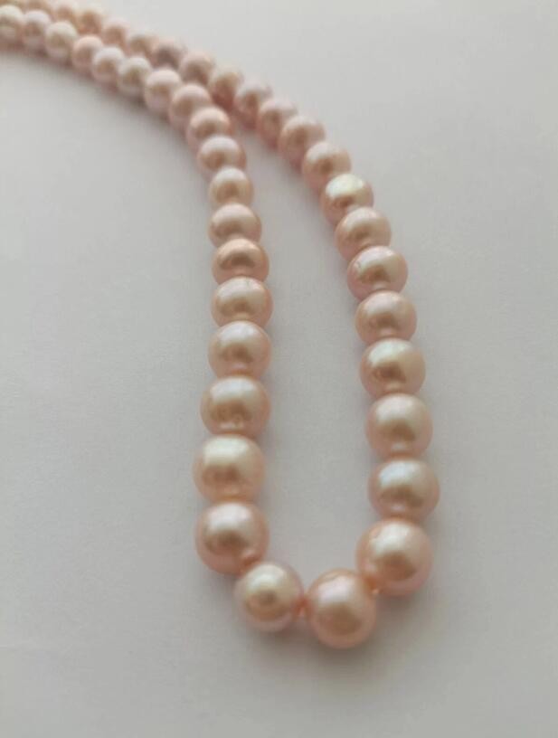Authentic photo AAAA Akoya 8mm pink pearl necklace 14K gold clasp 18 inch