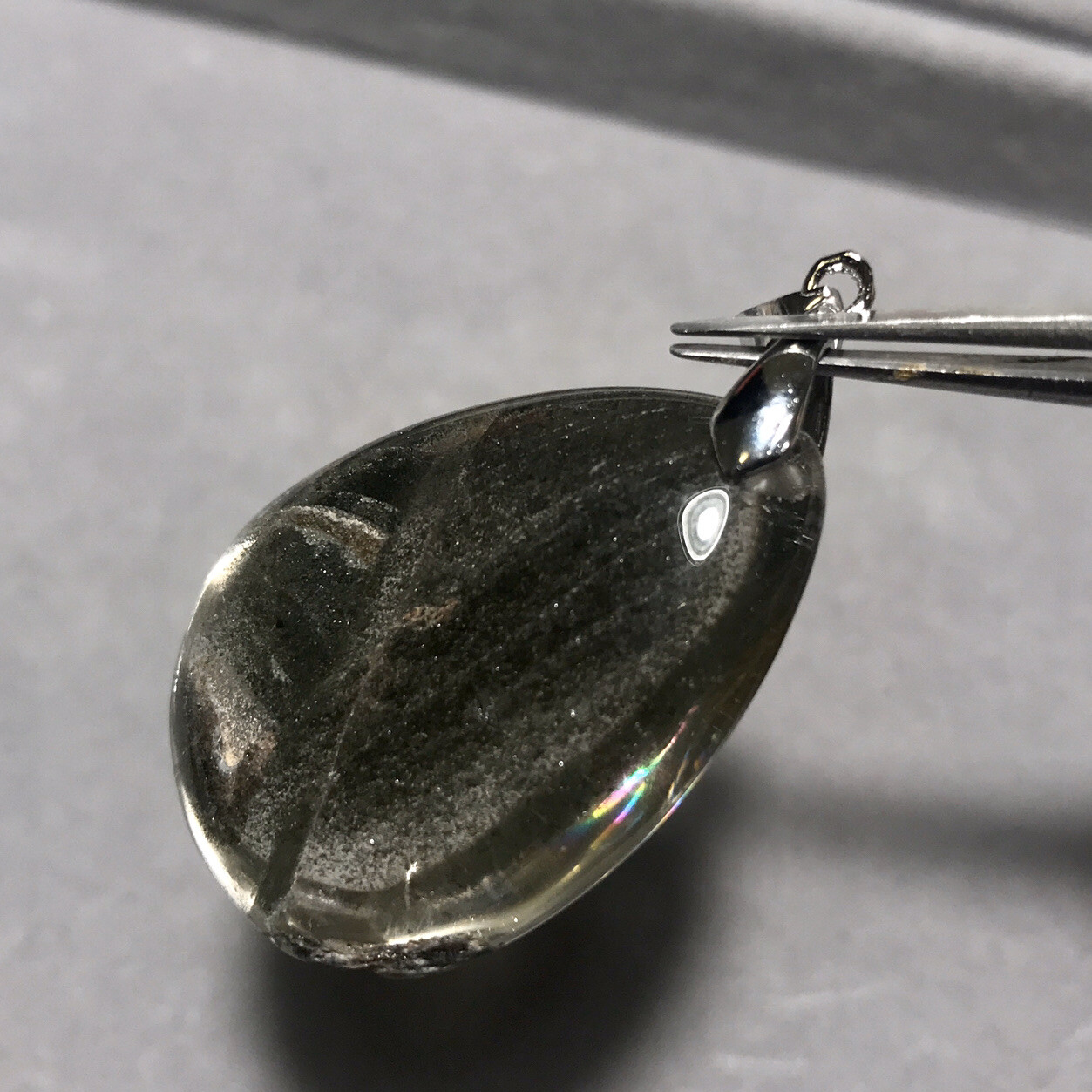 US SELLER Natural Green Phantom Quartz Pendant Teardrop Brazil Crystal
