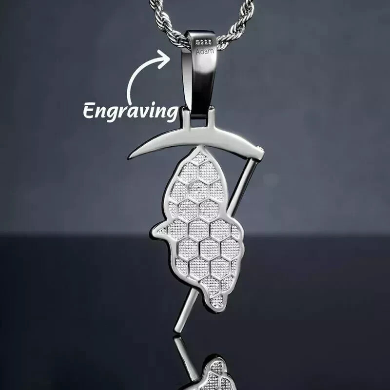 3 Carat Black AAA Round Diamond Halloween God Of Death Pendant 14K White Finish