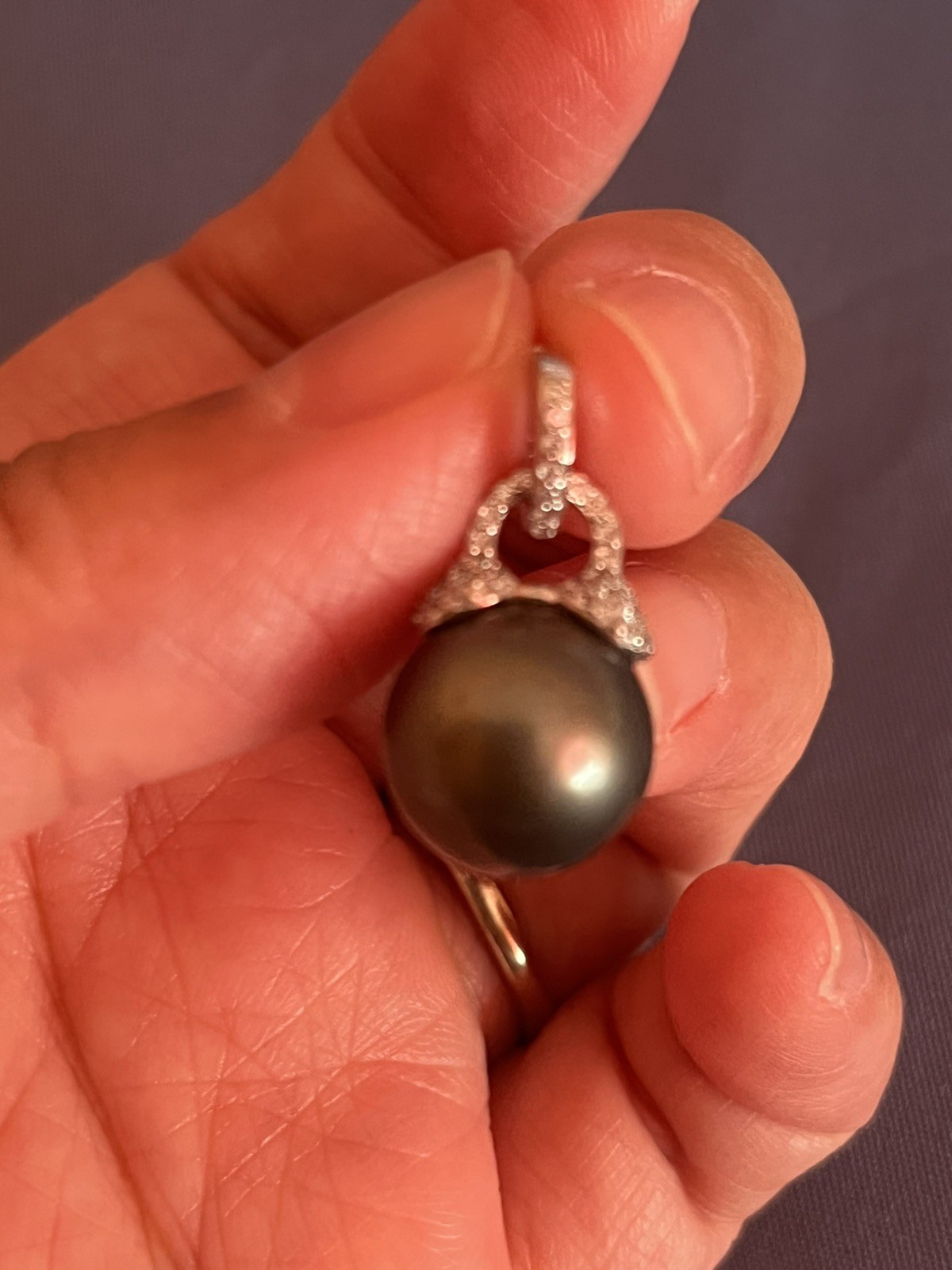 12mm Tahitian Natural South Sea Pearl Pendant Only With S925 opened clasp