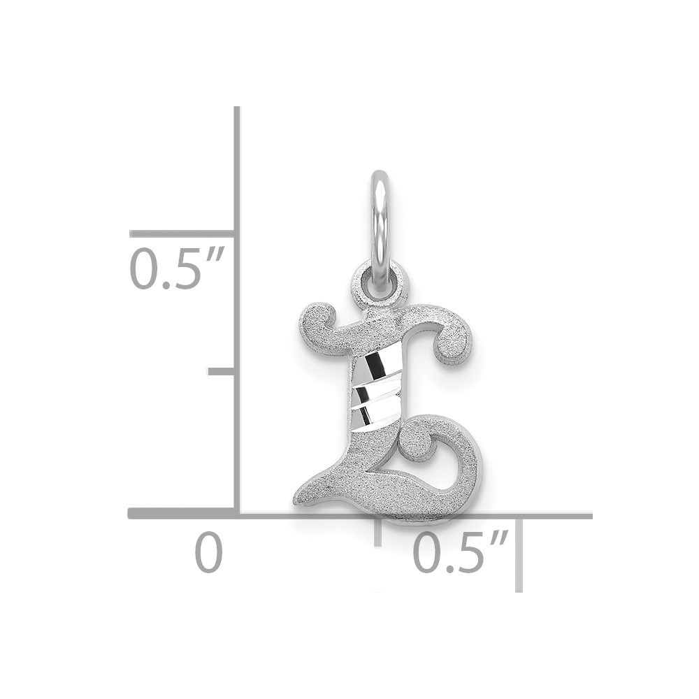 10k White Gold Diamond-cut Initial L Charm Pendant 0.48gm L-17 mm, W-10 mm