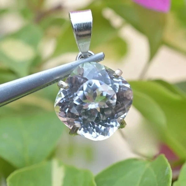Natural Cushion Cut 26.85 Ct White Sapphire 925 Solid Silver Pendant Gemstone