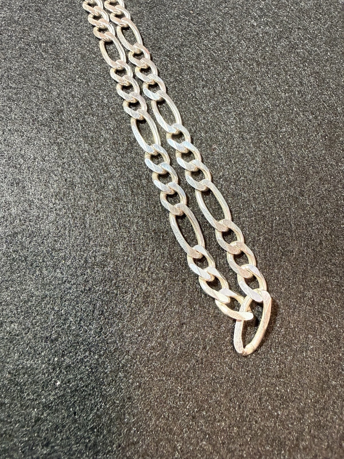 .925 Sterling Silver Figaro Link 14″ Necklace Very Nice Made In Italy Figaro HVY