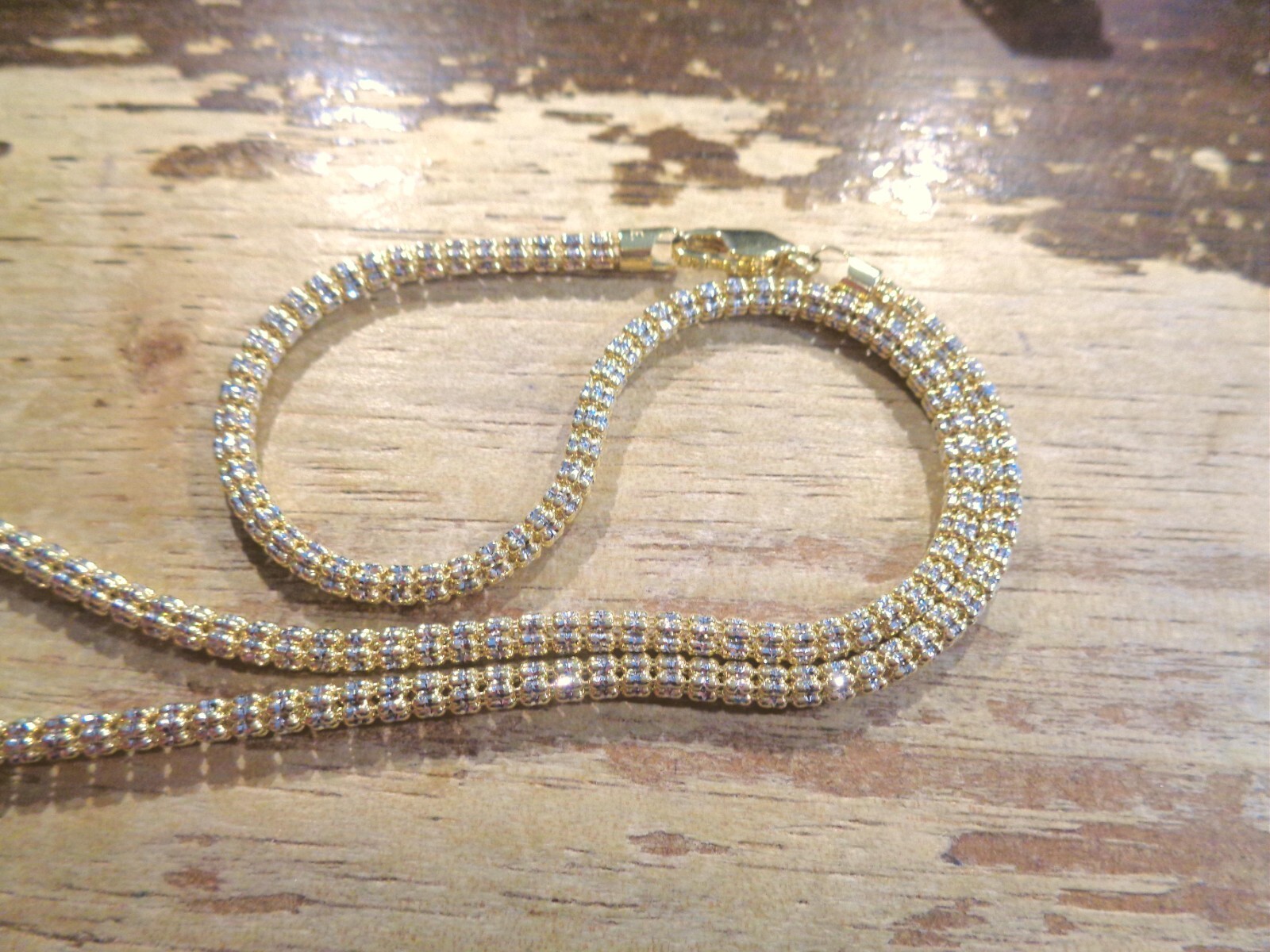 3.5MM 2TONE SOLID 14K YELLOW WHITE GOLD DIAMOND CUT DC ICE CHAIN NECKLACE 16-24″