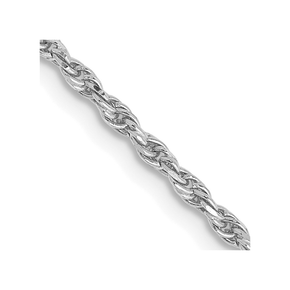 10K White Gold 1.6mm D/C Machine Made Rope Chain 24 Inch