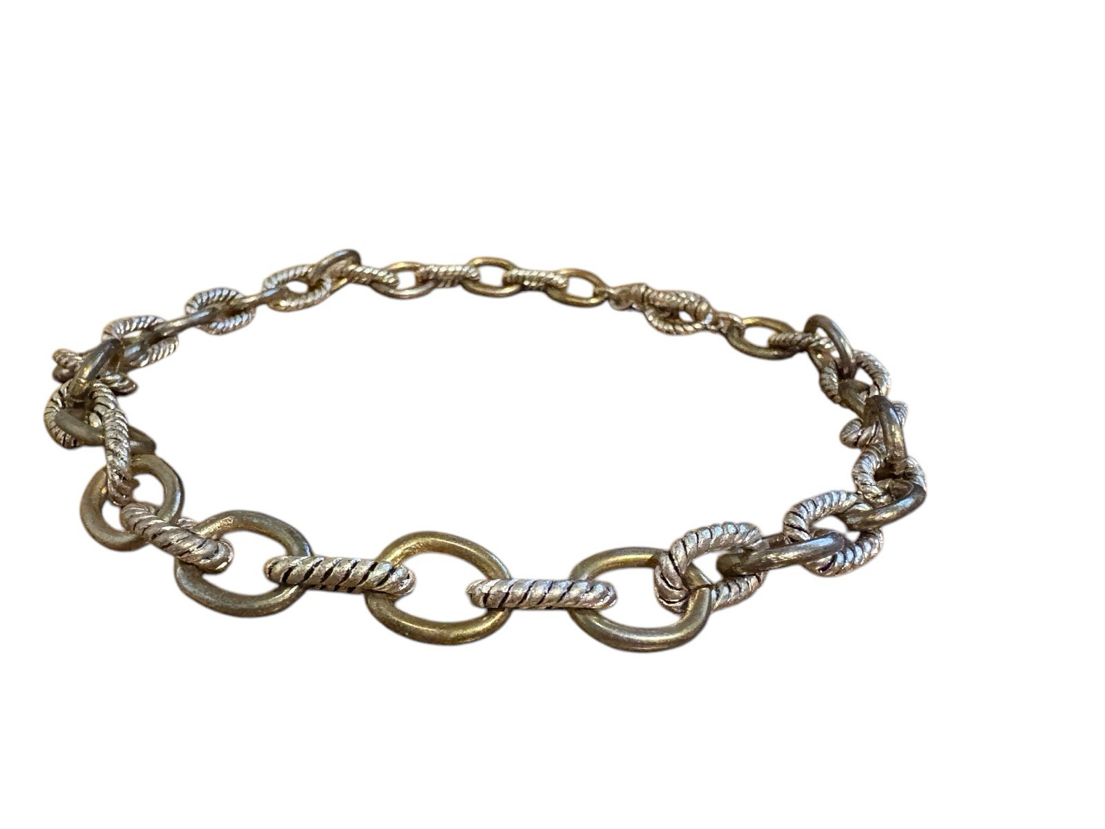 Silver Tone Oval Link Choker Statement Vintage Costume Necklace 18″