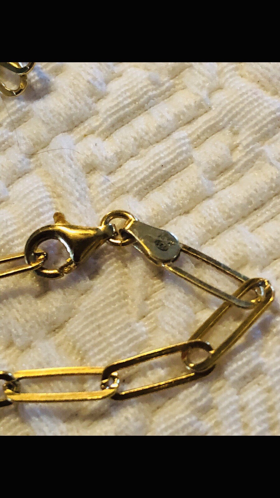 Woman’s Gold Over Sterling Silver Paper Clip Necklace Measuring 18 Inch Italy