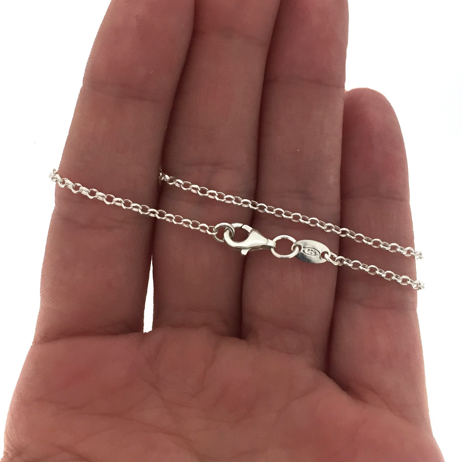 Solid Sterling Silver 2mm Rolo Necklace Chain with ITALY TAG (All Sizes)