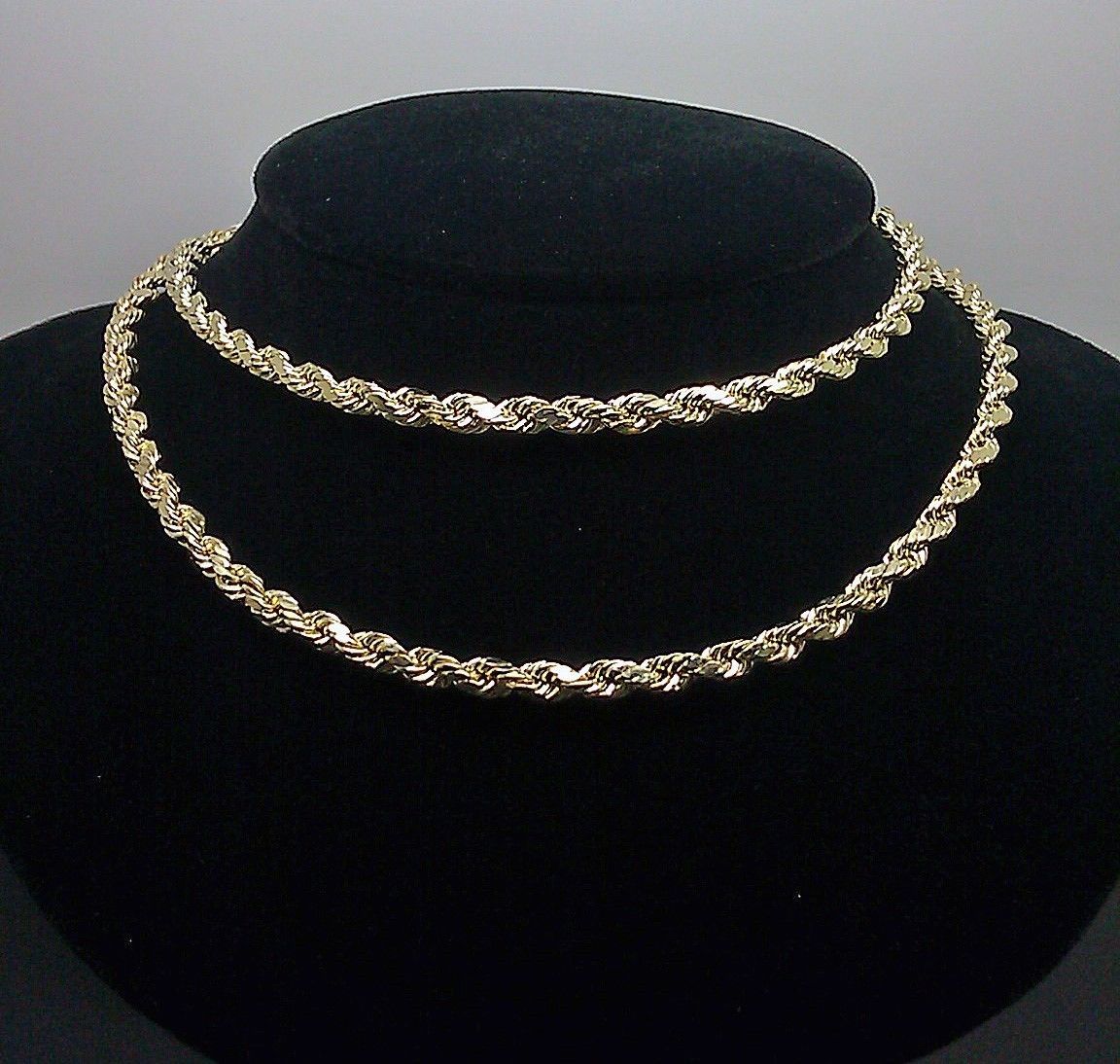 10k Gold Rope Chain 2mm-8mm Necklace 16-30 Inch men women Diamond cut Real Sale