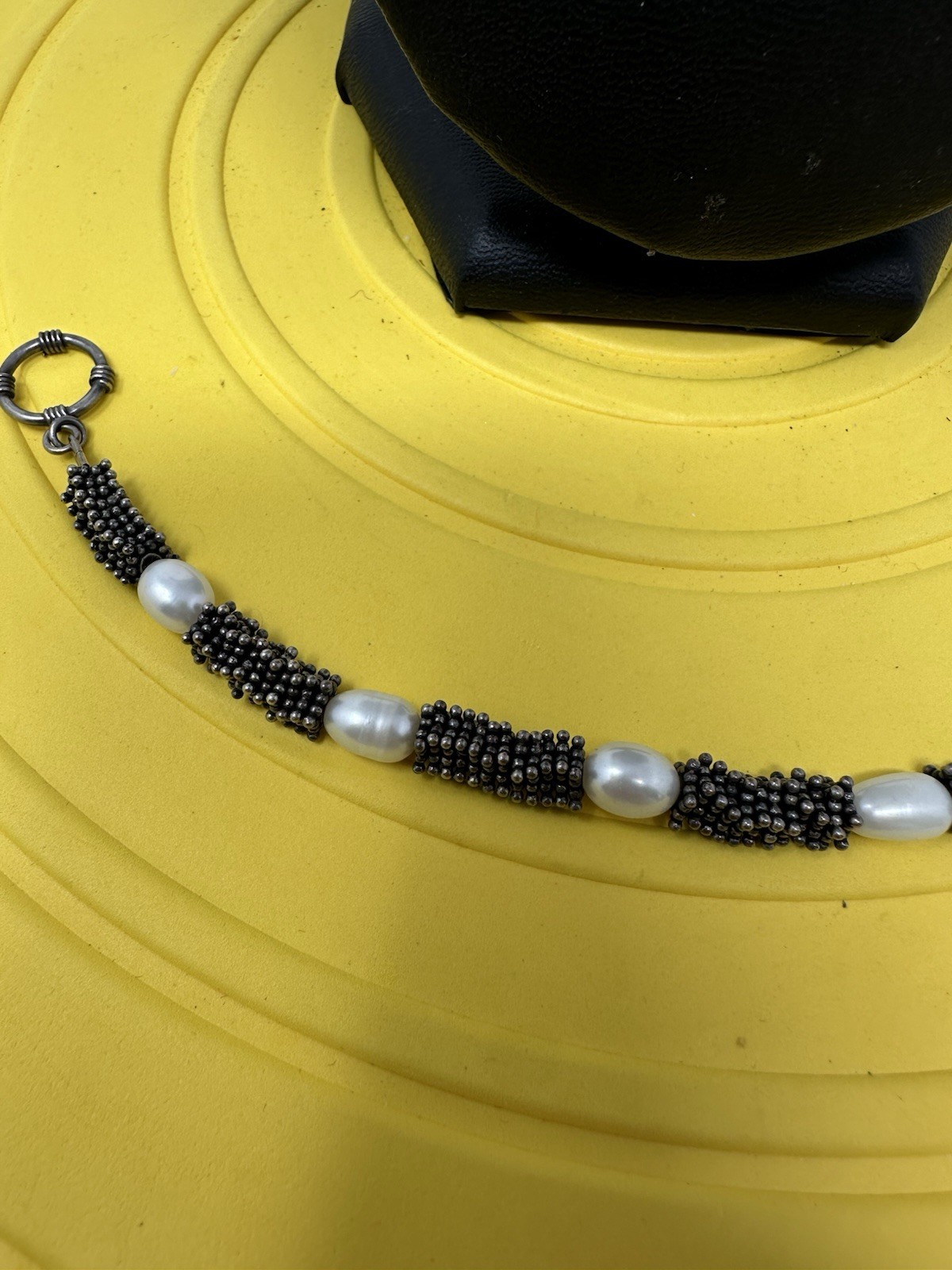 Sterling Silver Natural Pearls Choker Necklace & Bracelet Set Chic 72g 16in 6in