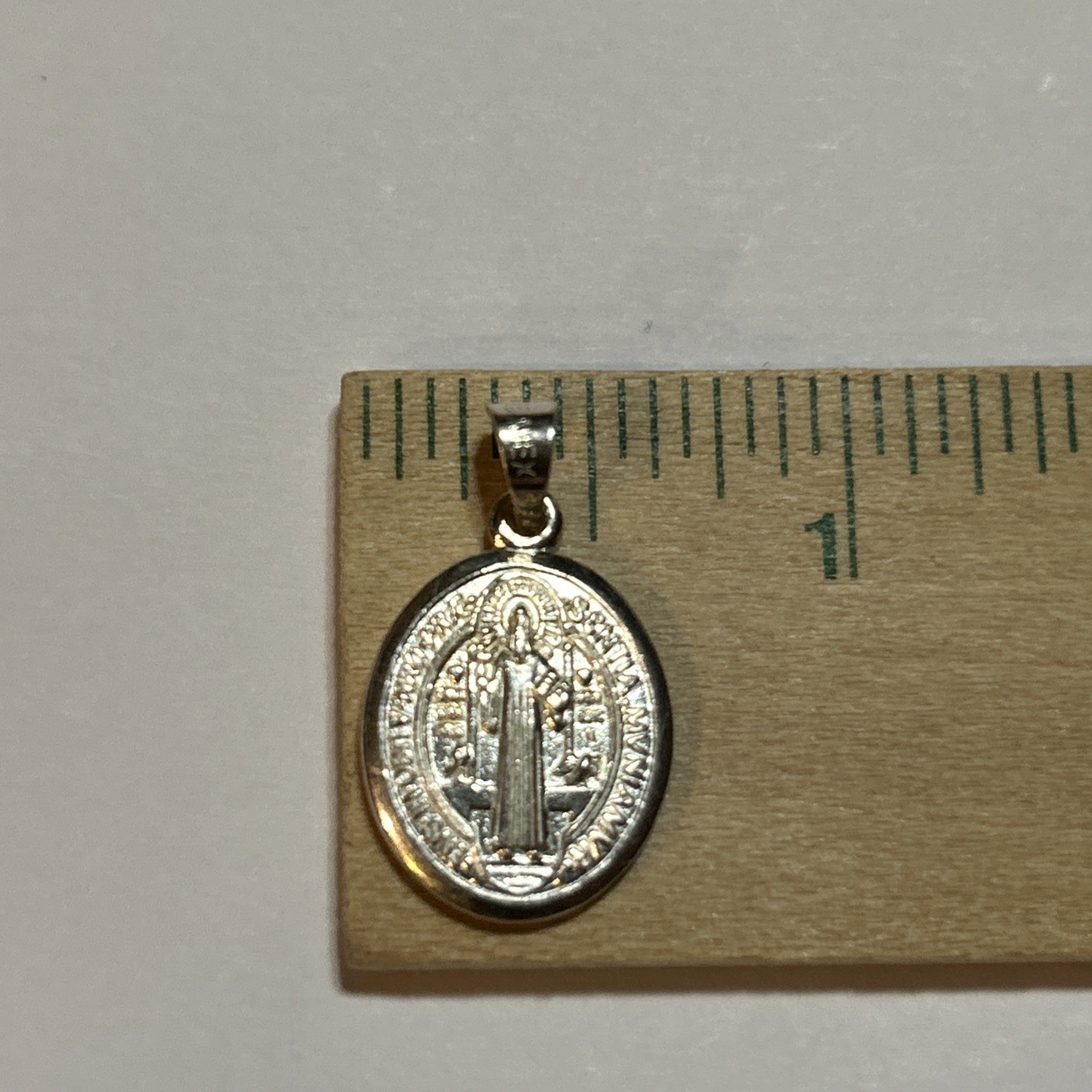 925 Solid Sterling Silver Saint Benedict Medal Oval Big Medallion Large Bail NEW