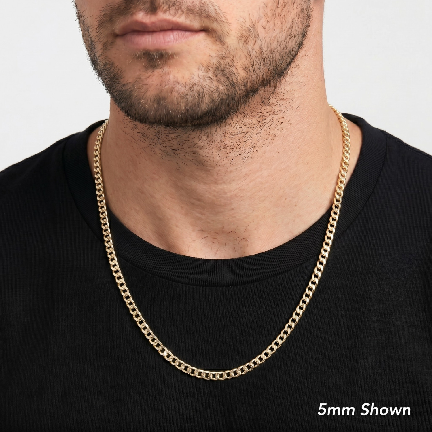 Gold 3mm-5mm Curb Link Chain Italian Necklace 16″-24″ Solid 925 Sterling Silver