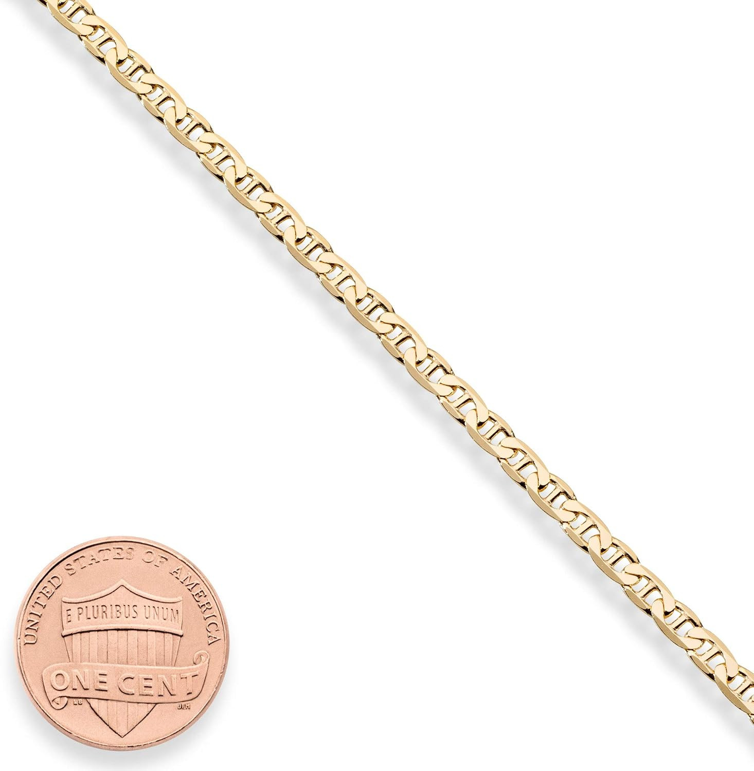 Italian Solid 925 Sterling Silver, 18Kt Gold Plated 3Mm, 4Mm Solid Mariner Link