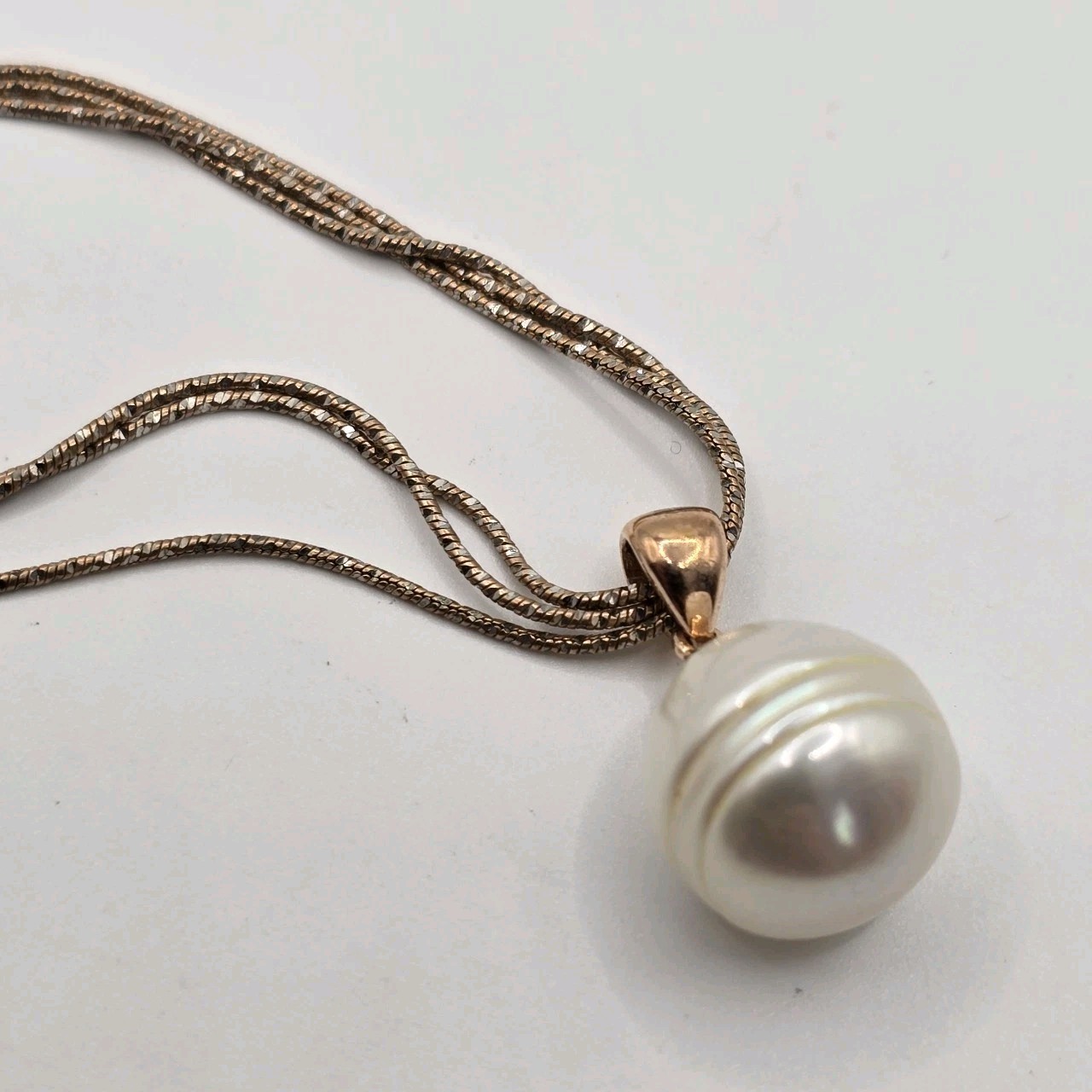 Honora 925 Italy Rose Gold Over Sterling Pearl Pendant Necklace 3 Strand 18″