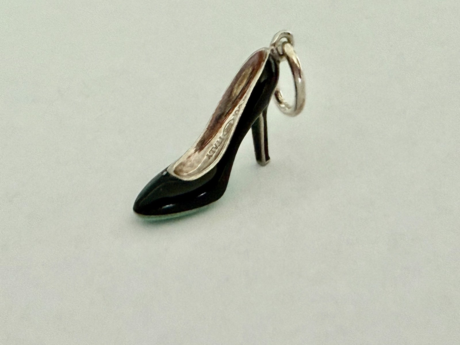 Tffany & Co. Stilleto Heel Shoe Blue Enamel Pendant Charm Sterling Silver