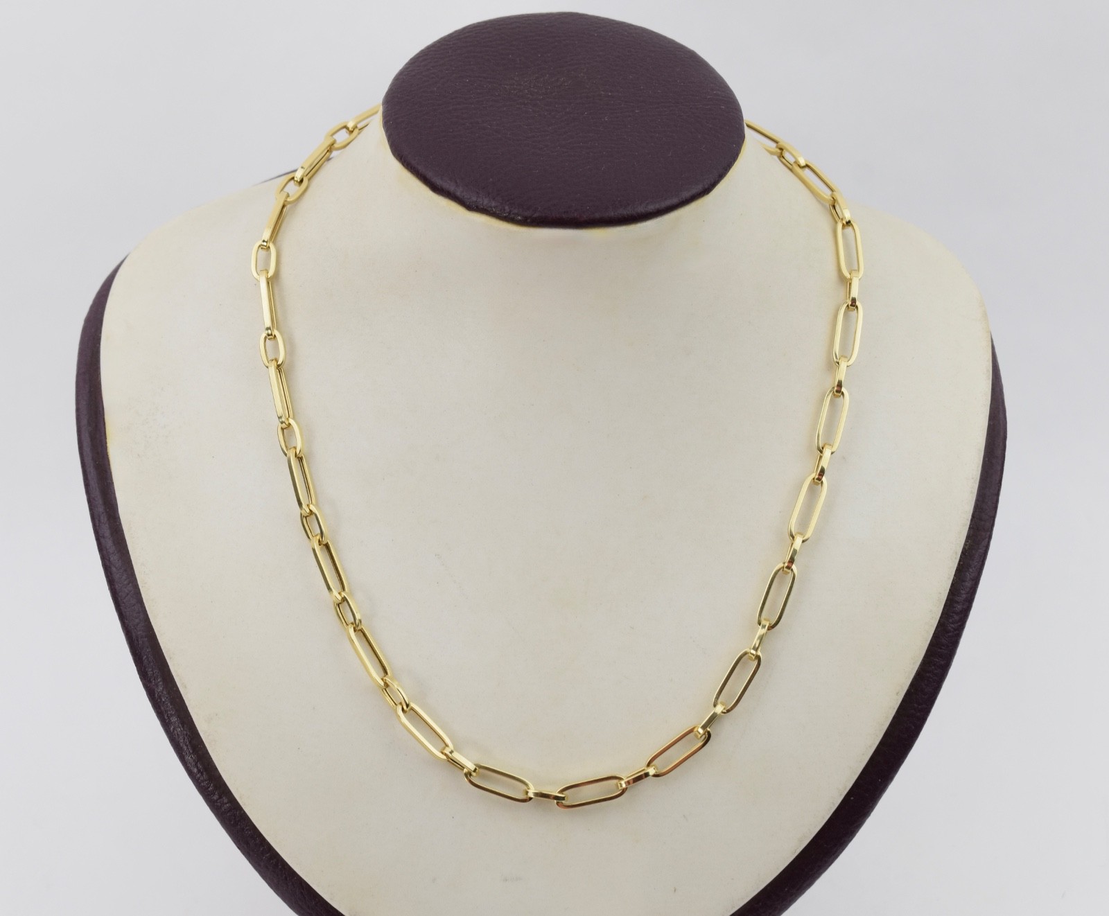 Chunky 14K Gold Italian Designer Long Short Paper Clip Chain 18″ Necklace 8.1g