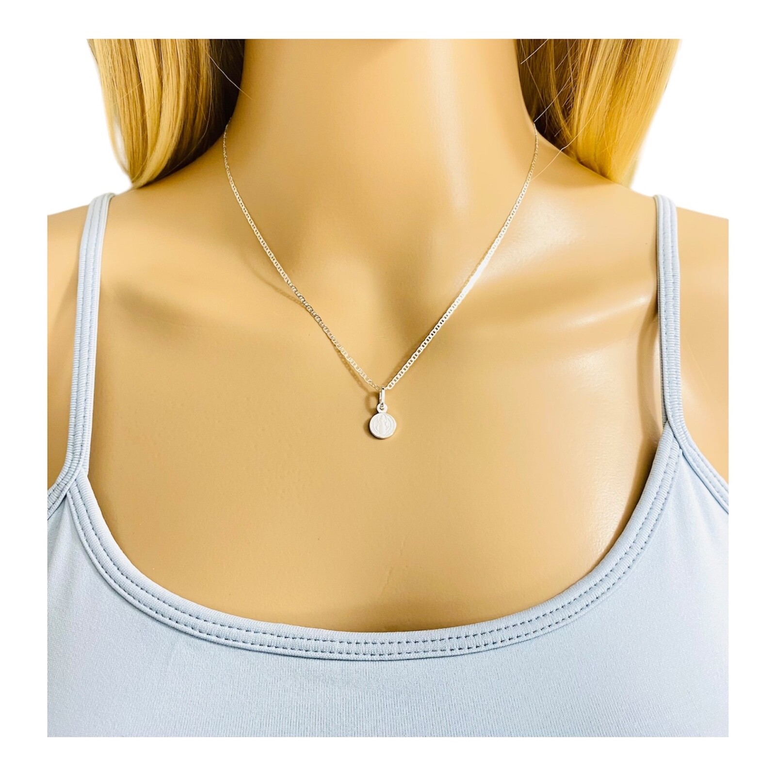 925 Sterling Silver Saint Benedict Pendant Necklace, 8mm Medal San Benito- N57