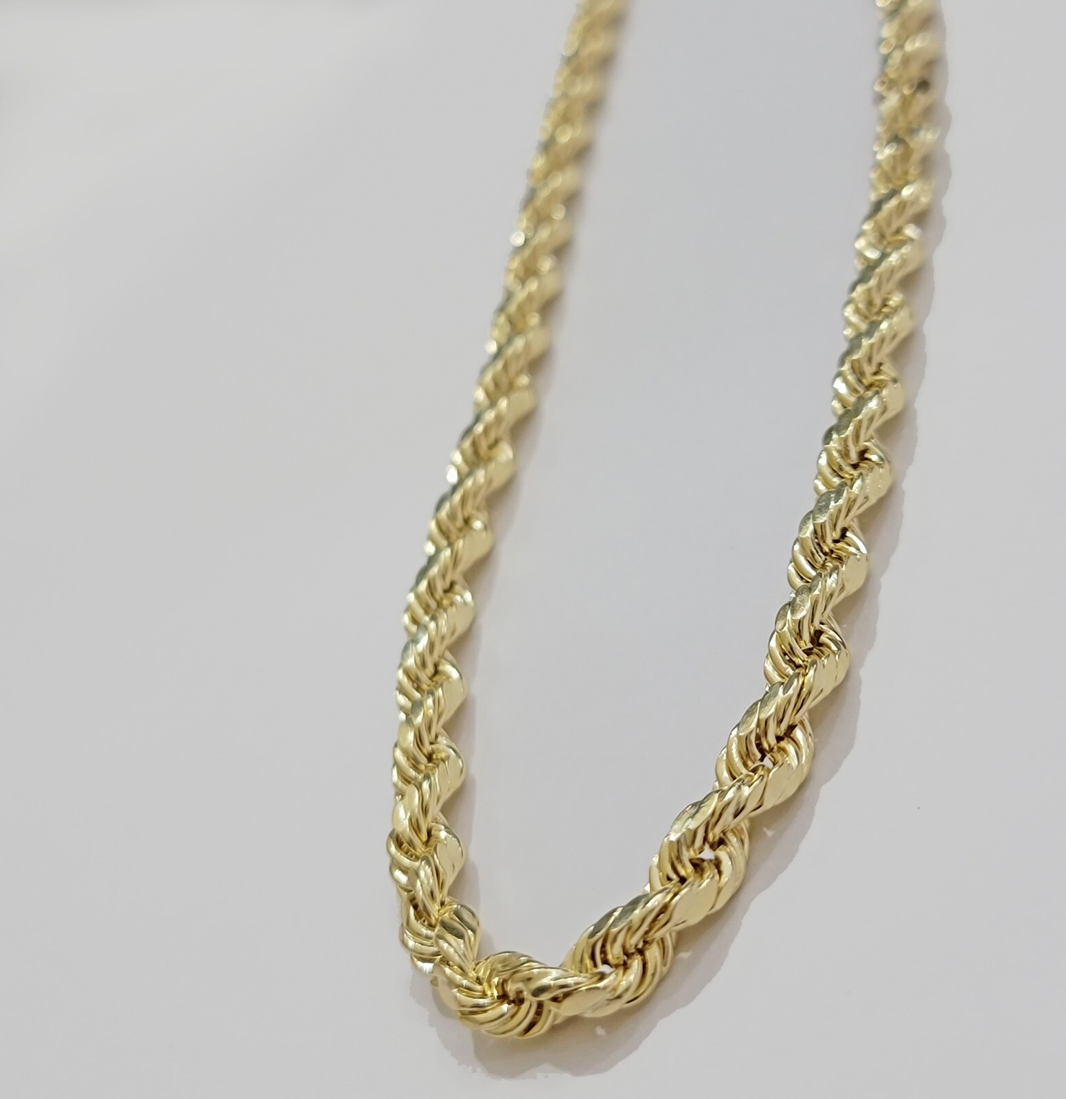 Real Gold 10k Rope Chain Necklace 5mm Mens 18″-26″ 10kt Yellow Gold Diamond cuts