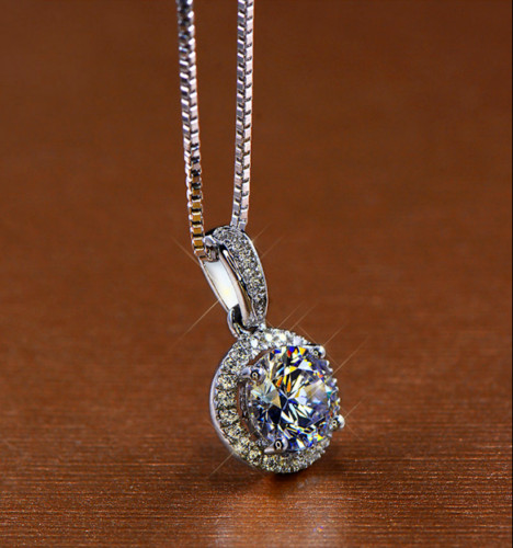 3Ct Round Cut LabCreated Diamond Women’s Pendant 14K White Gold Plated