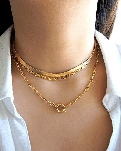 Oval Link Chain Gold Plated Necklace 20 Inches Women’s Layered Paperclip Design
