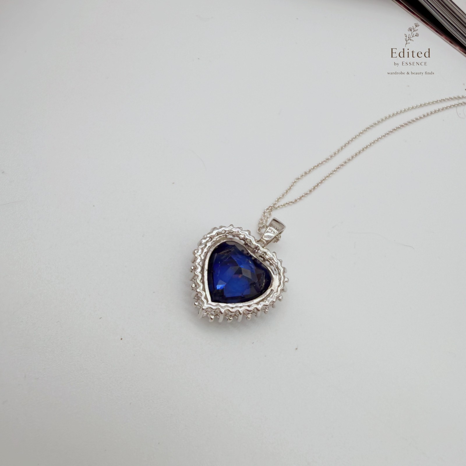 Lab Created Blue White Sapphire Heart Pendant Necklace Sterling Silver 18” New
