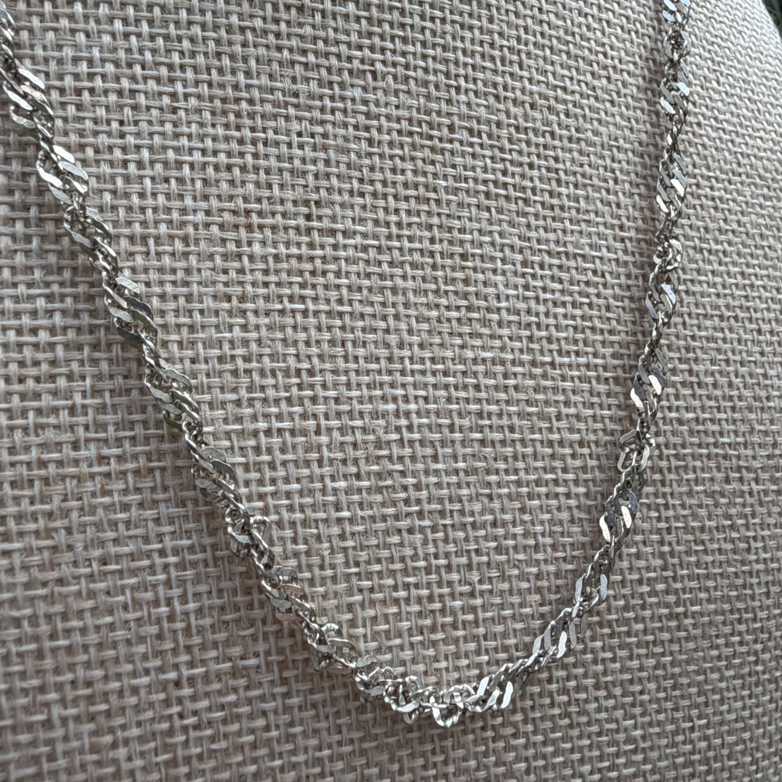925 Sterling Silver Singapore Twisted Curb Link Chain Necklace 17″ Minimalist