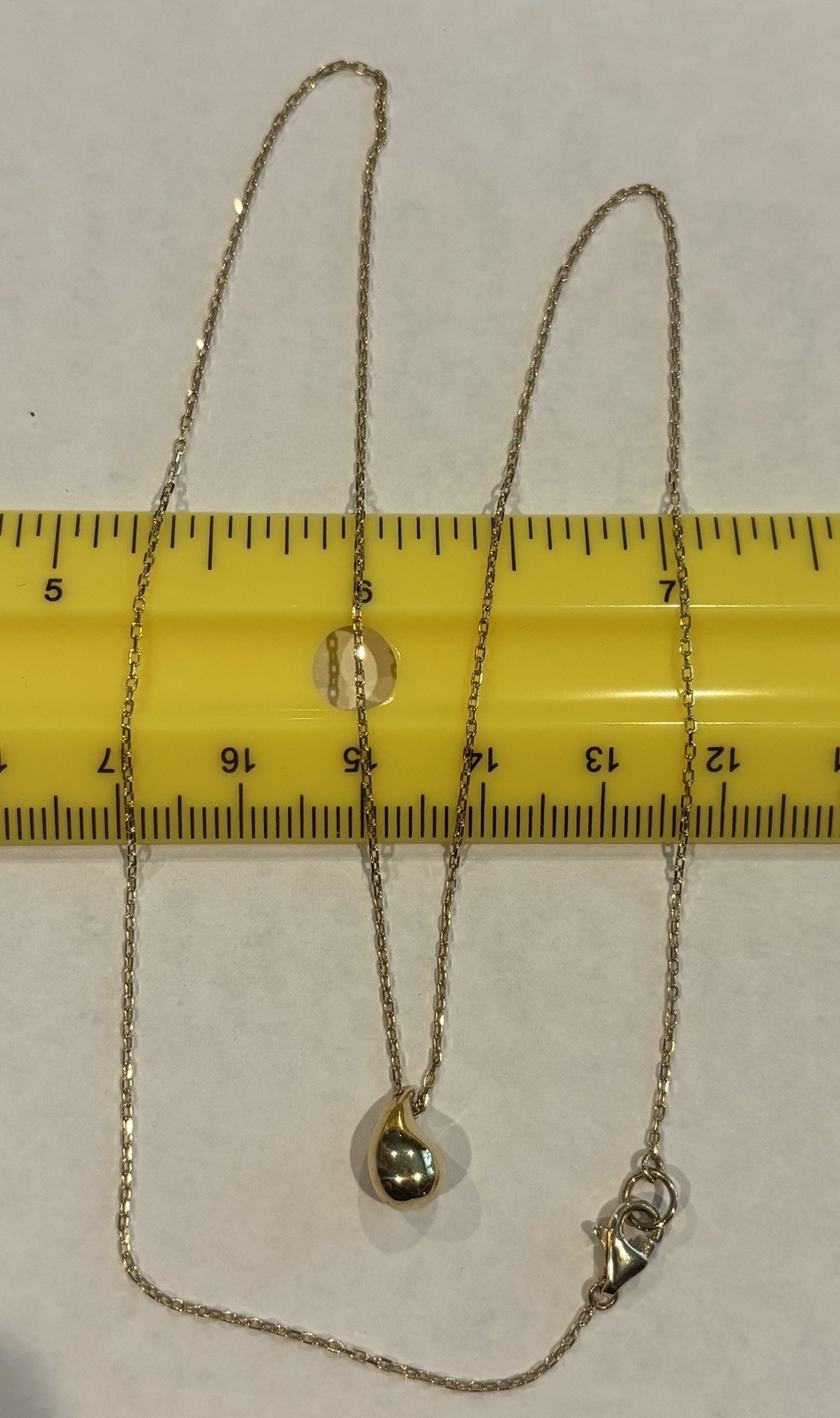 18k Real Gold Teardrop Pendant Necklace
