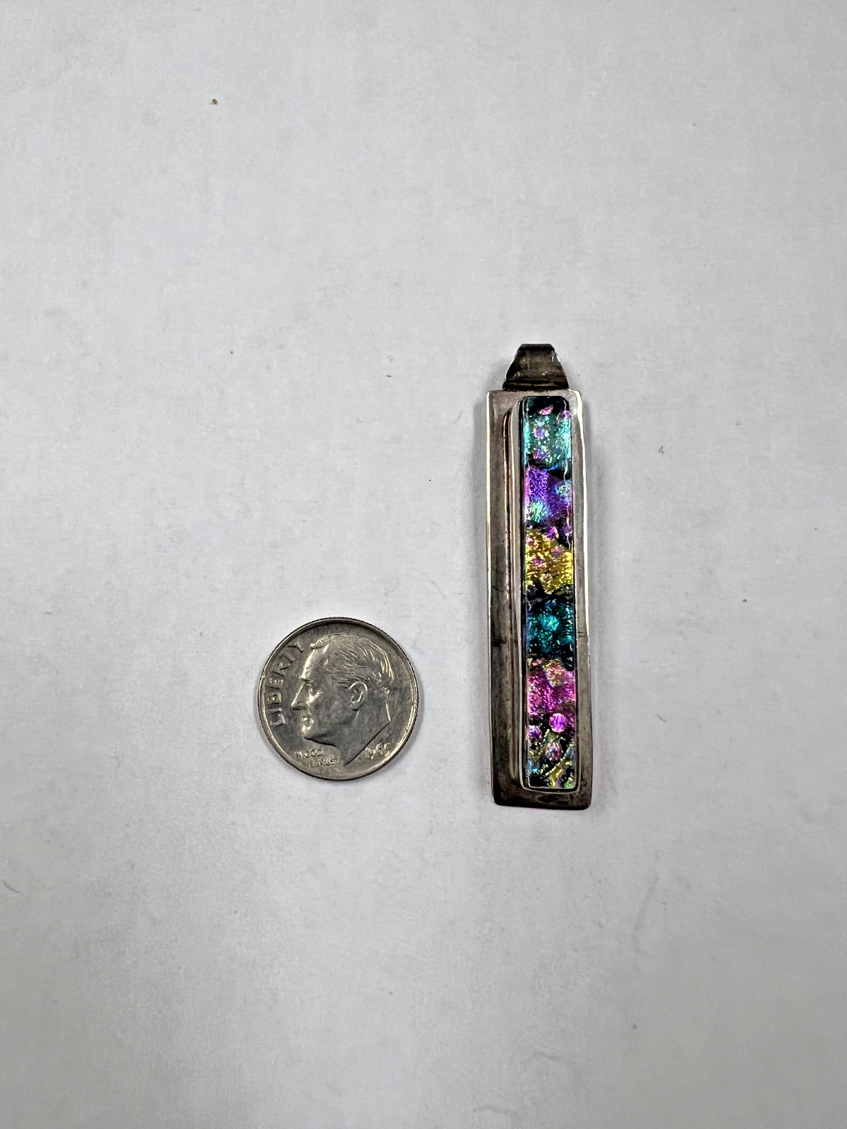 Unknown Designer Sterling Silver Long Slide Pendant with Multiple Stones[085DuW]