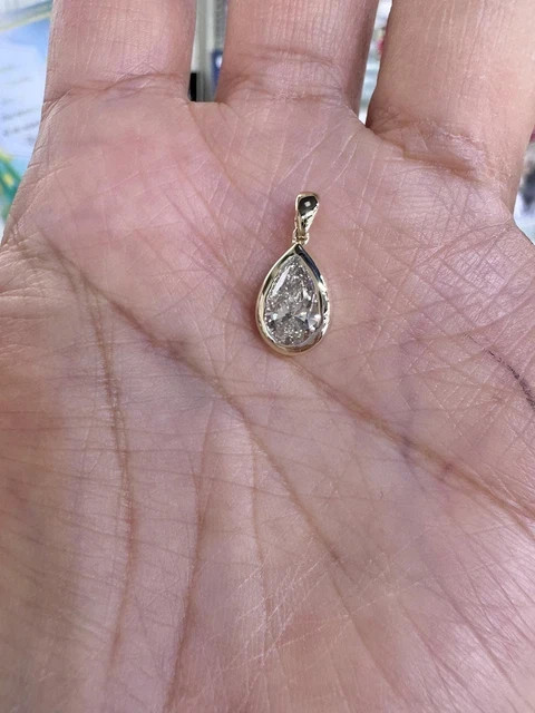 2Ct Pear Lab-Created Diamond Solitaire Pendant 14K Yellow Gold Plated 18″ Chain