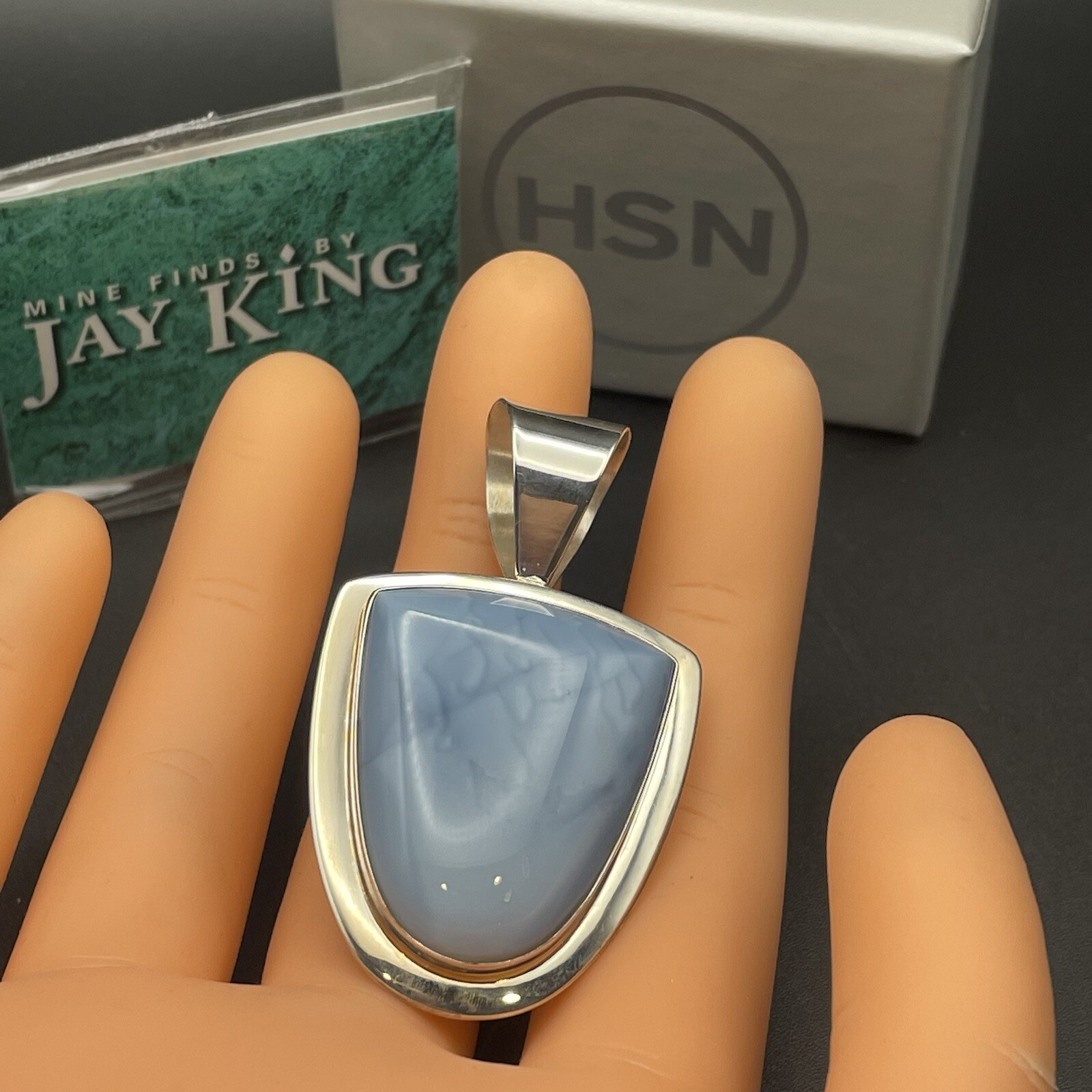 DRT JAY KING LACEY AGATE 925 STERLING SILVER CHARM PENDANT Shield Shape NIB