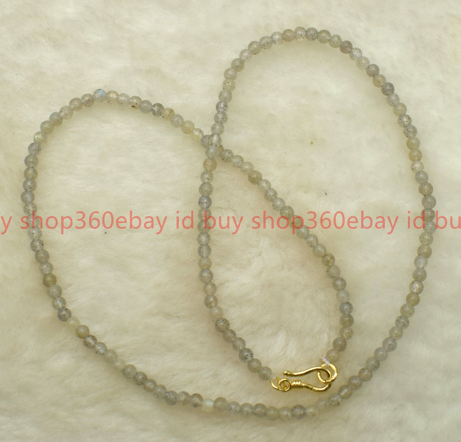 Beautiful Natural 3mm Gray Labradorite Round Gemstone Beaded Necklace 16-28in