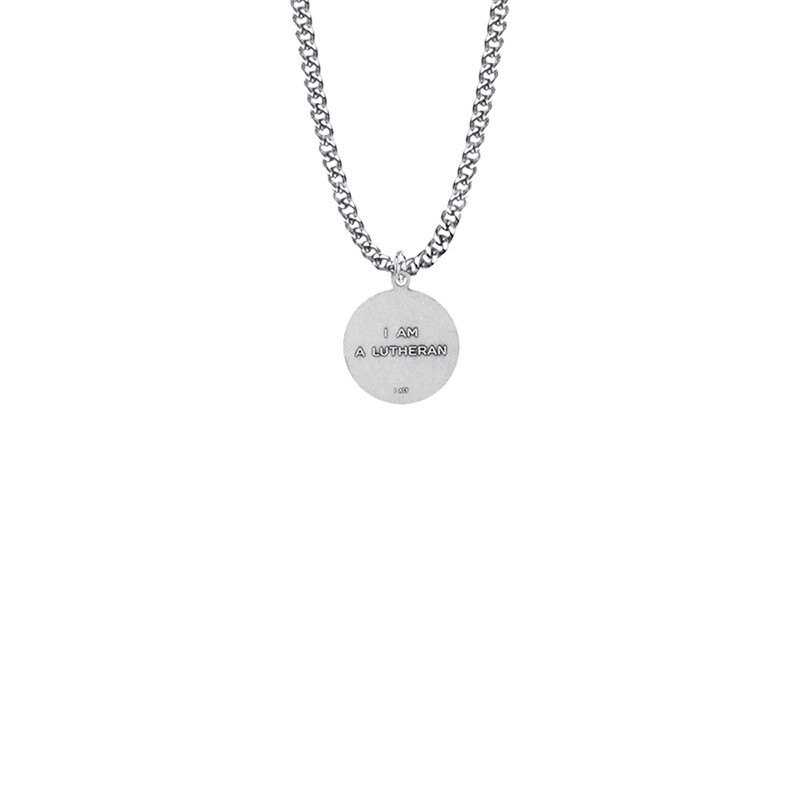 925 Sterling Silver Lutheran Rose Pendant Medal Christian Necklace