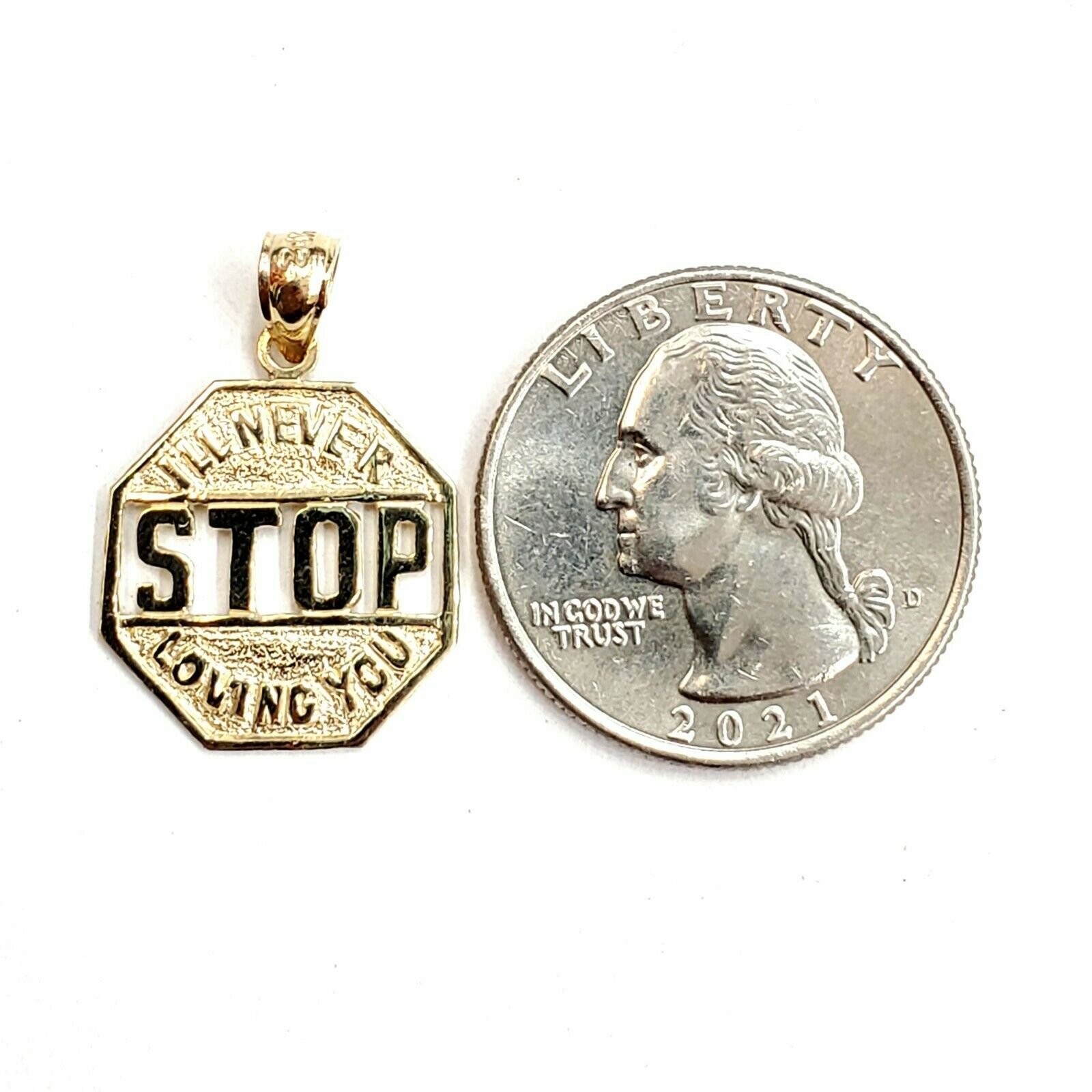 14k yellow Gold I’ll never stop loving you Pendant charm gift fine jewelry 1.6g