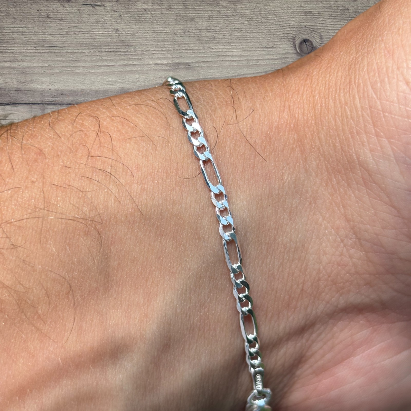 2.5mm Figaro Bracelet Link – Real Solid 925 Sterling Silver Or 14k Gold Vermeil
