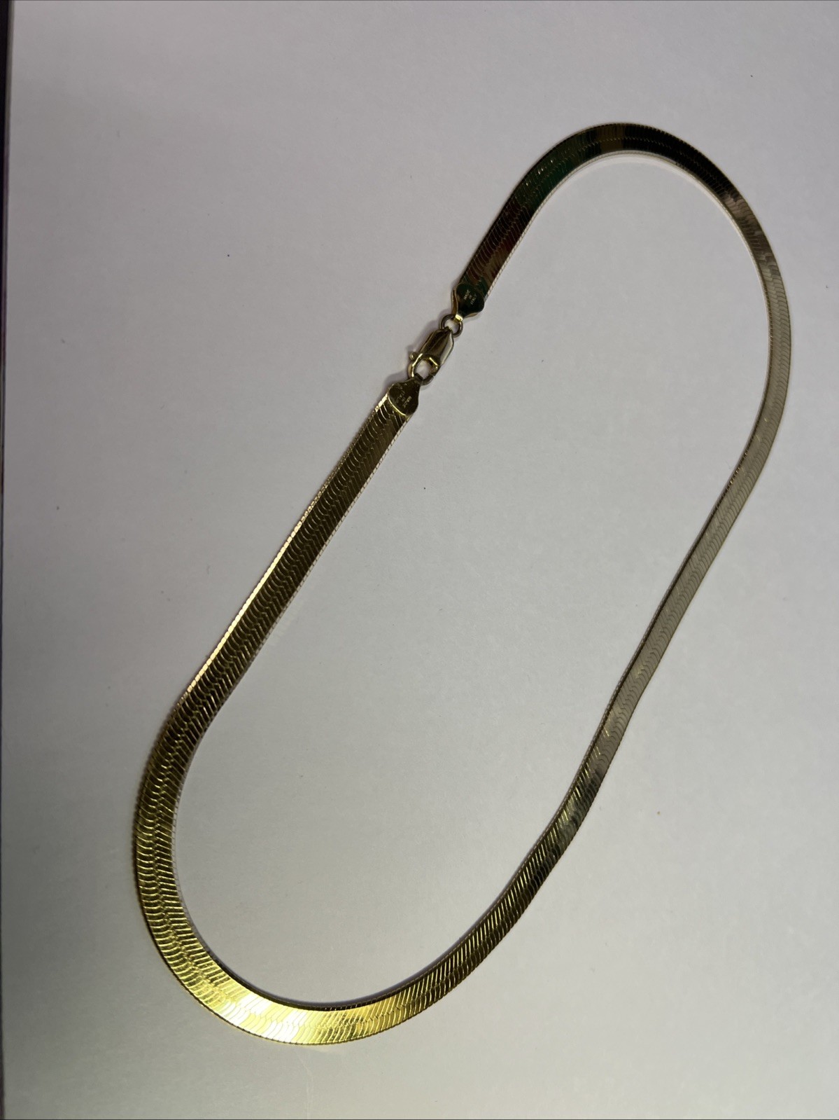 MILOR ITALY 7MM WIDE VTG HERRINGBONE 18″ 23.5GRAM CHAIN NECKLACE GOLD TONE