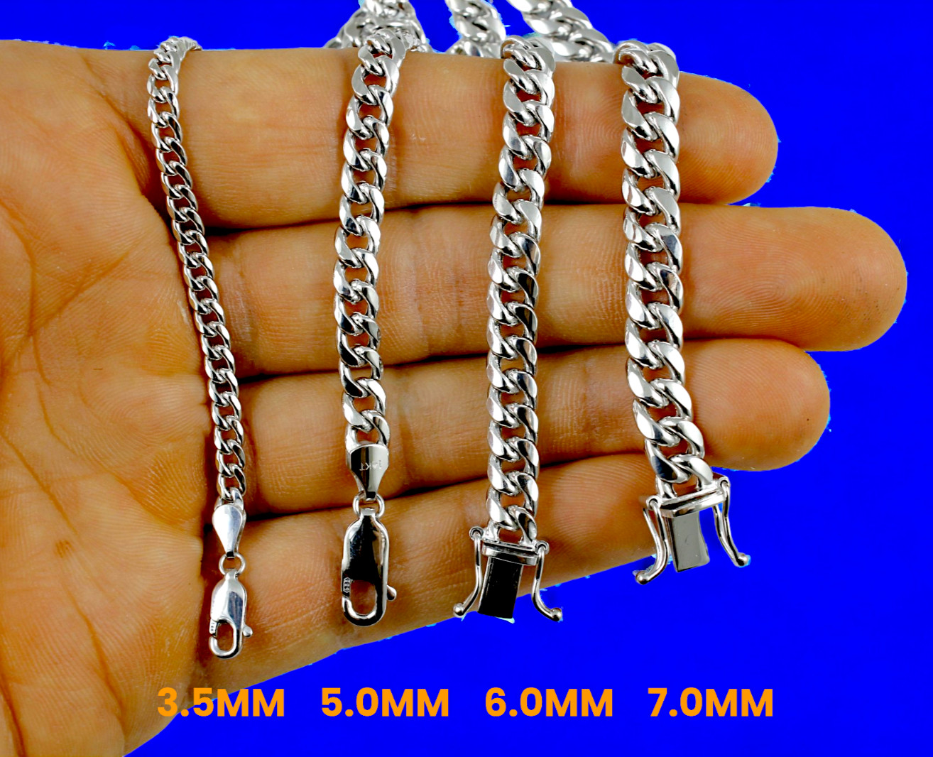 10K White Gold 2mm-7mm Miami Cuban Link Chain Necklace Bracelet Real 7″-30″